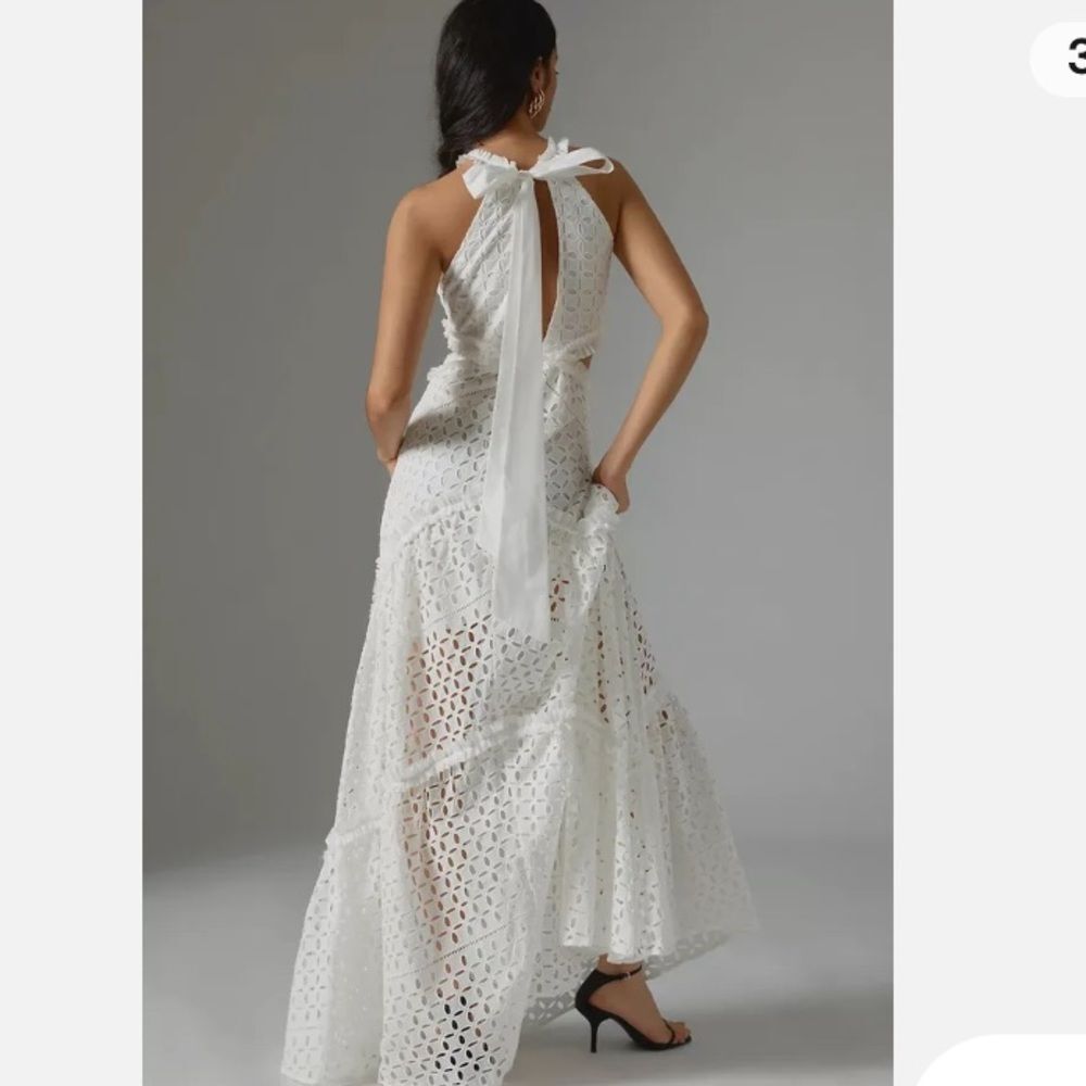 Nwt Anthropologie Lace The Label White Eyelet Cutout Maxi Halter Wedding Dress - Picture 4 of 8
